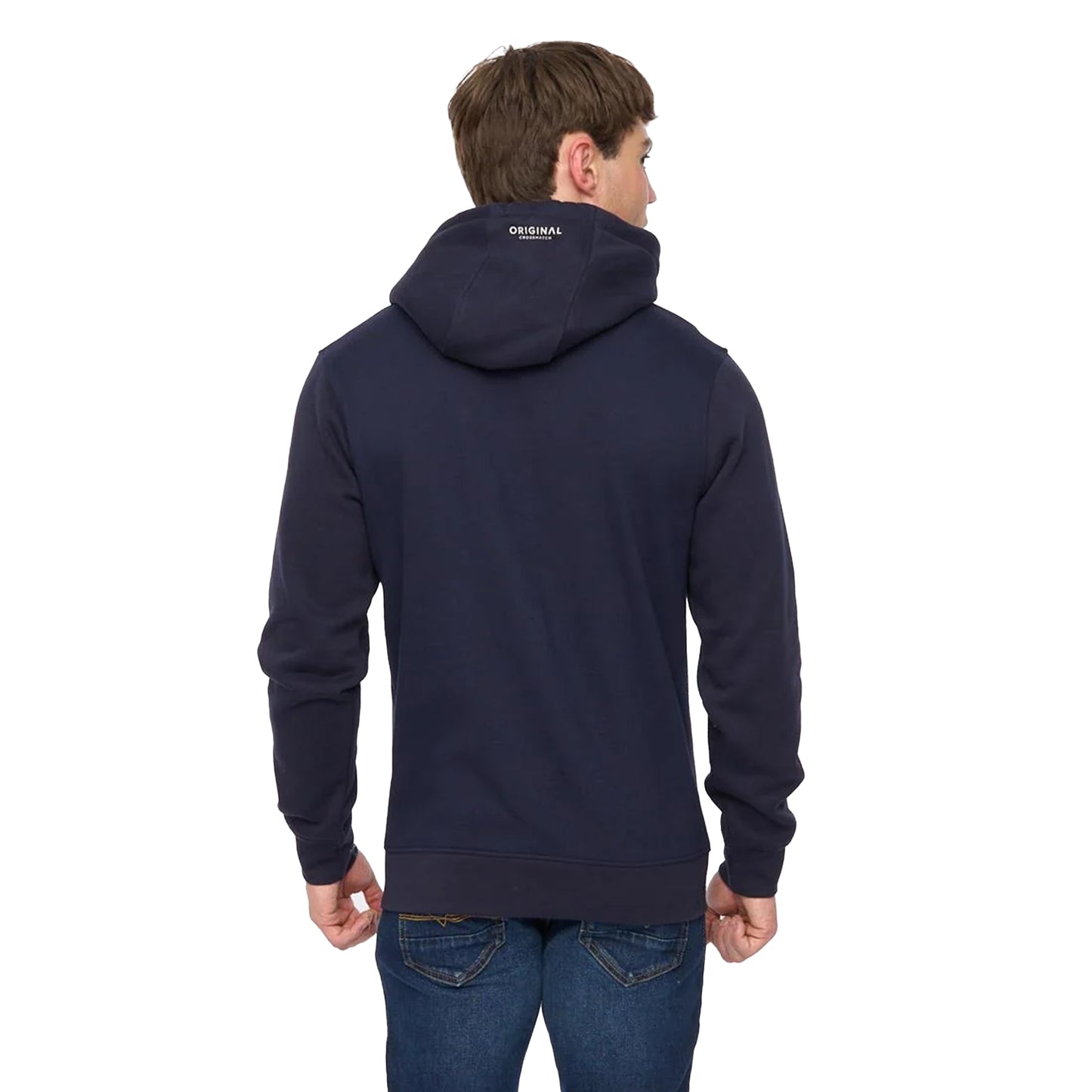 Navy - Back - Crosshatch Mens Hellmere Hoodie