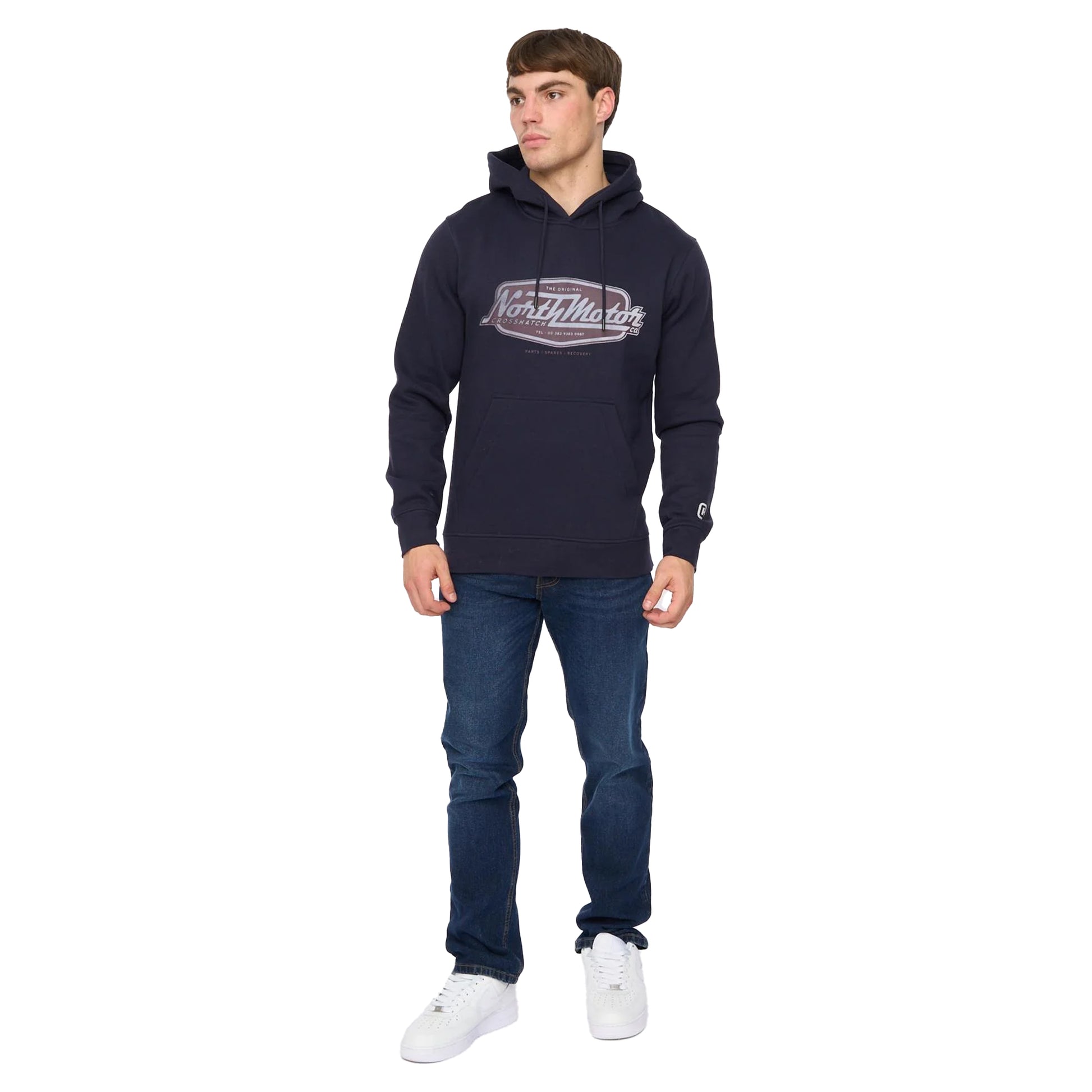 Navy - Lifestyle - Crosshatch Mens Hellmere Hoodie