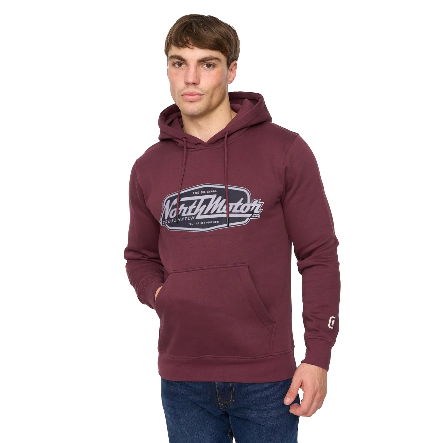 Rum Raisin - Front - Crosshatch Mens Hellmere Hoodie