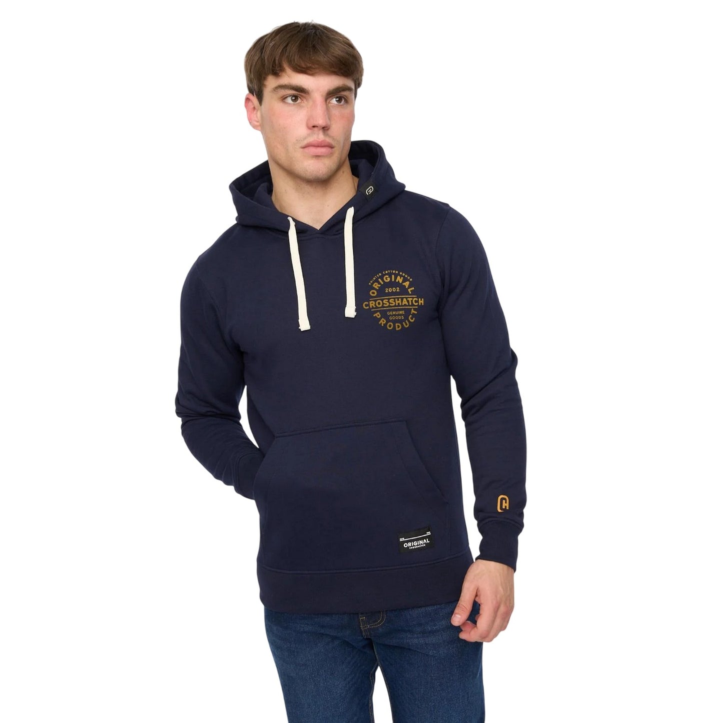 Navy - Front - Crosshatch Mens Cresswell Hoodie
