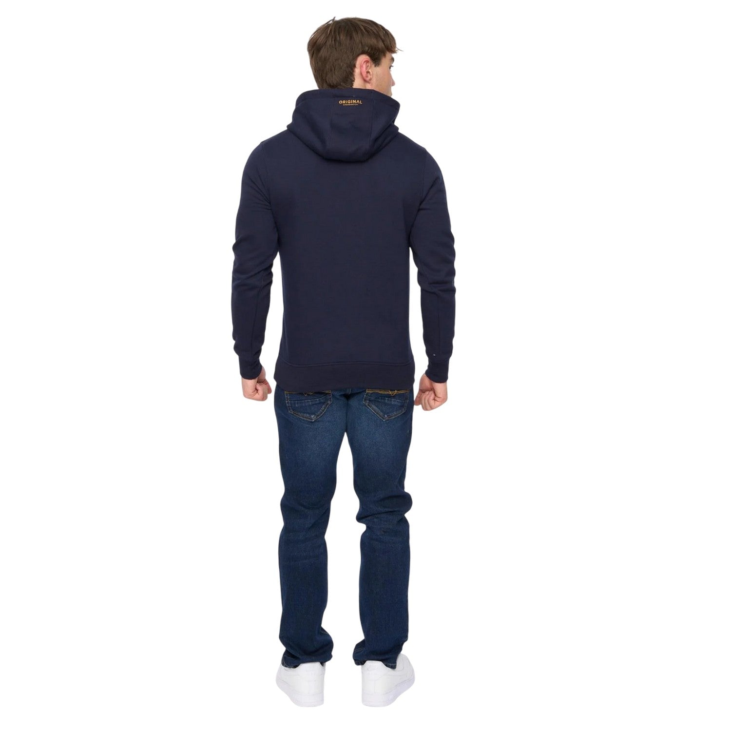 Navy - Back - Crosshatch Mens Cresswell Hoodie