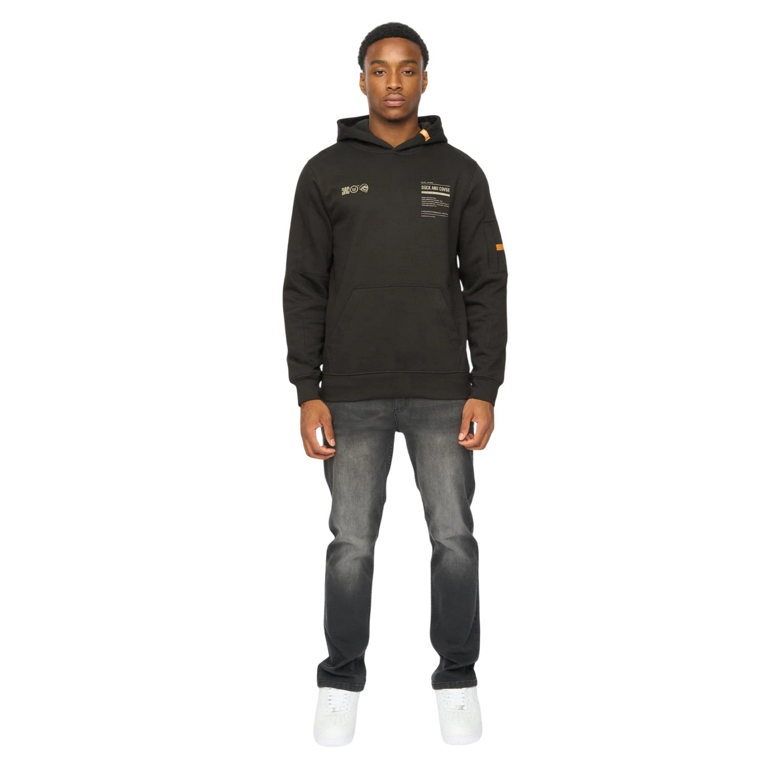 Black - Lifestyle - Duck and Cover Mens Skullmatic Hoodie