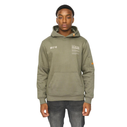 Dark Olive - Front - Duck and Cover Mens Skullmatic Hoodie