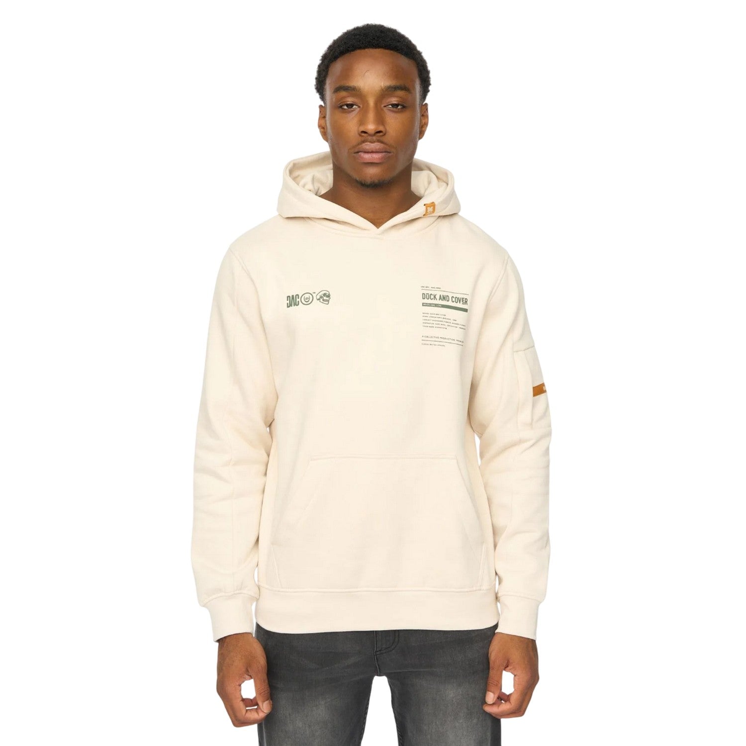 Off White - Front - Duck and Cover Mens Skullmatic Hoodie