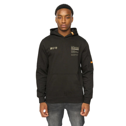 Black - Front - Duck and Cover Mens Skullmatic Hoodie