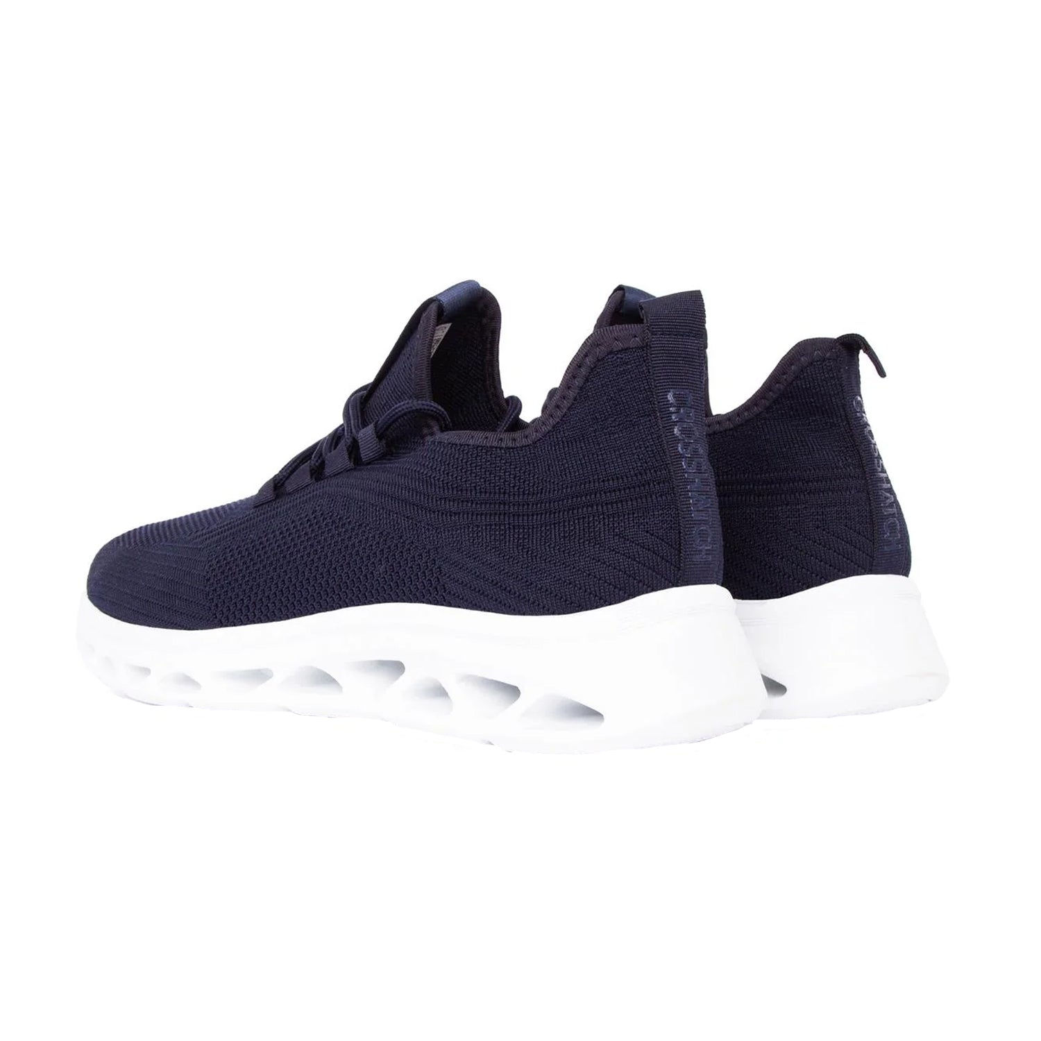Navy-White - Back - Crosshatch Mens Trebedw Flyknit Trainers