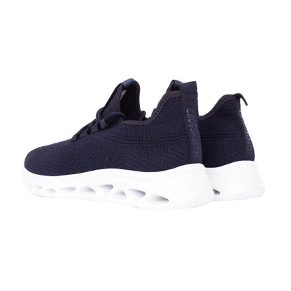 Navy-White - Back - Crosshatch Mens Trebedw Flyknit Trainers