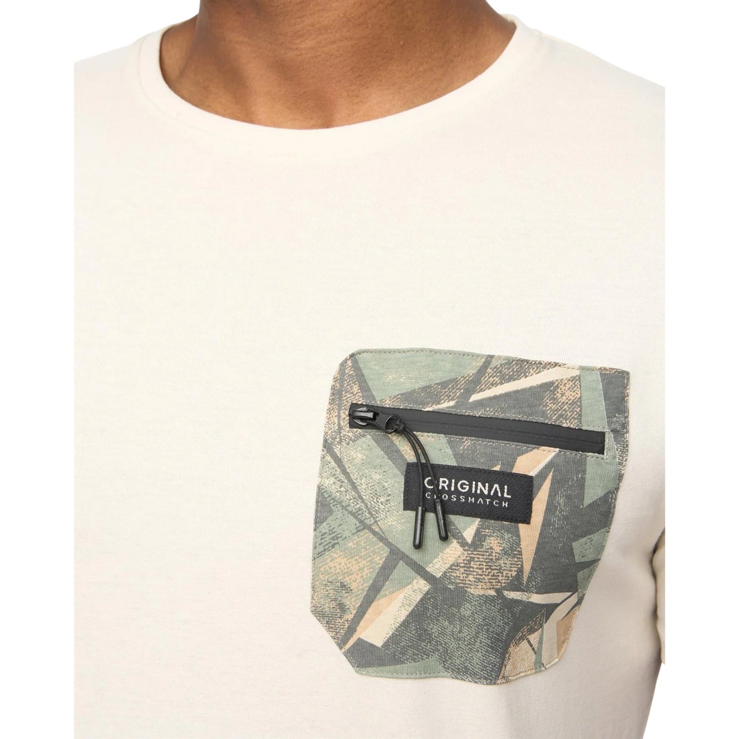 Off White - Side - Crosshatch Mens Campbox T-Shirt