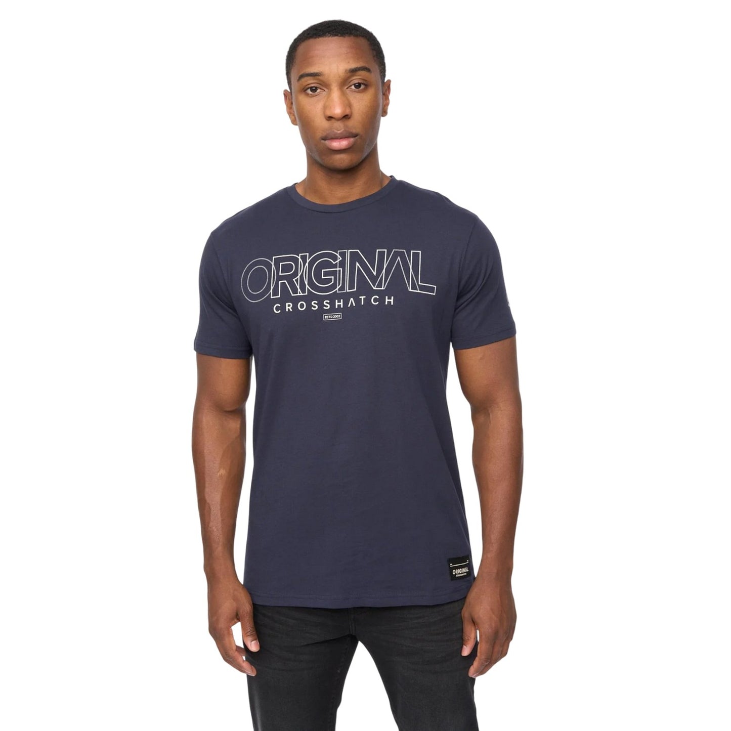 Navy - Front - Crosshatch Mens Carrimoore T-Shirt