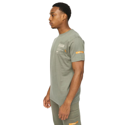Dark Olive - Side - Duck and Cover Mens Adamsberg T-Shirt