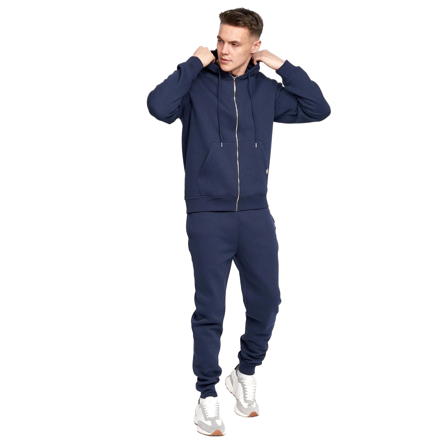 Navy - Side - Juice Mens Garret MVE Full Zip Hoodie