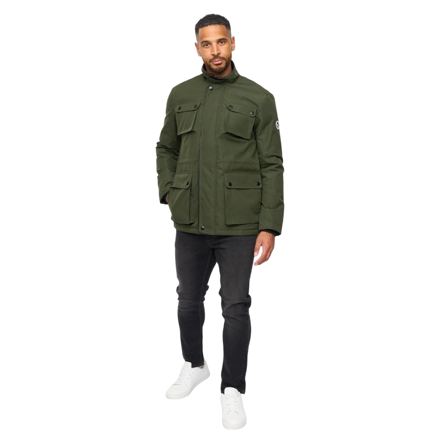 Olive - Side - Bewley & Ritch Mens Andarsen Funnel Neck Jacket