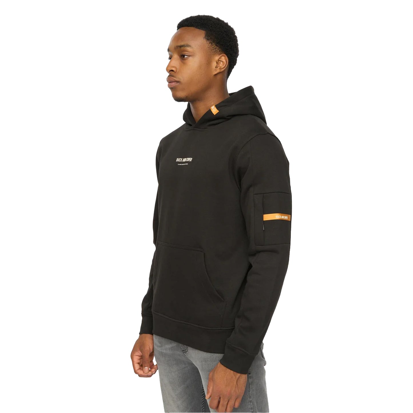 Black - Side - Duck and Cover Mens Brammers V2 Hoodie