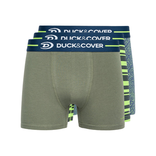 Green-Blue-Grey - Front - Duck and Cover Mens Amero Boxer Shorts (Pack of 3)