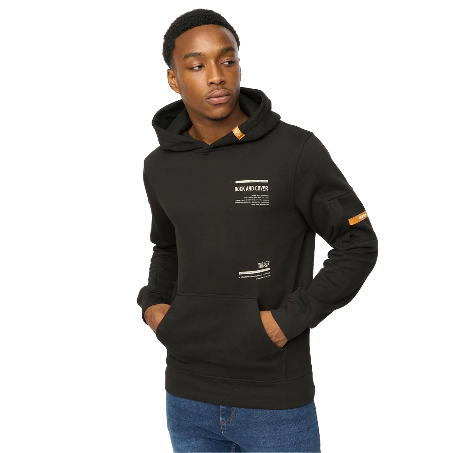 Black - Side - Duck and Cover Mens Ambridge Hoodie