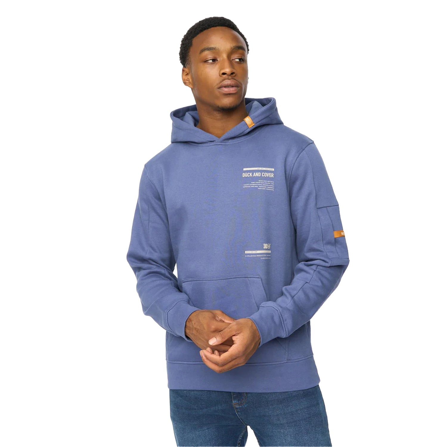 Denim Blue - Side - Duck and Cover Mens Ambridge Hoodie