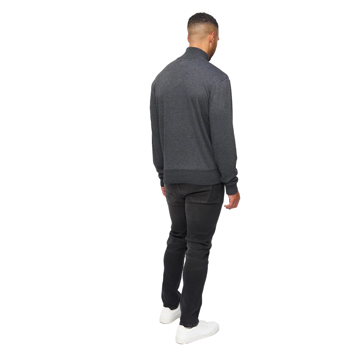 Black Marl - Back - Bewley & Ritch Mens Delloway Funnel Neck Jumper