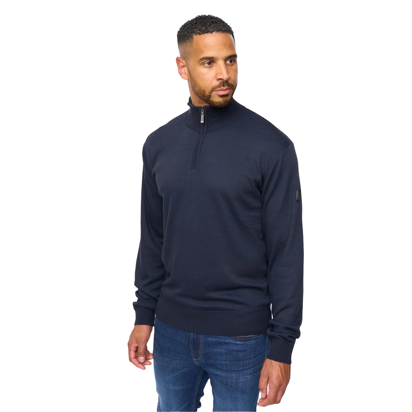 Navy - Front - Bewley & Ritch Mens Delloway Funnel Neck Jumper