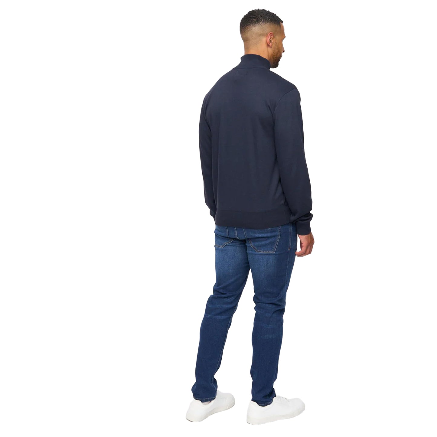 Navy - Back - Bewley & Ritch Mens Delloway Funnel Neck Jumper