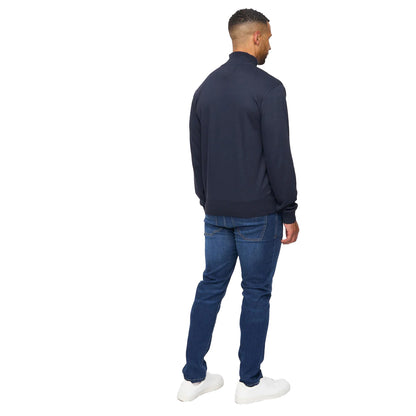 Navy - Back - Bewley & Ritch Mens Delloway Funnel Neck Jumper