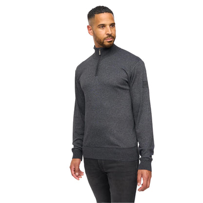 Black Marl - Side - Bewley & Ritch Mens Delloway Funnel Neck Jumper