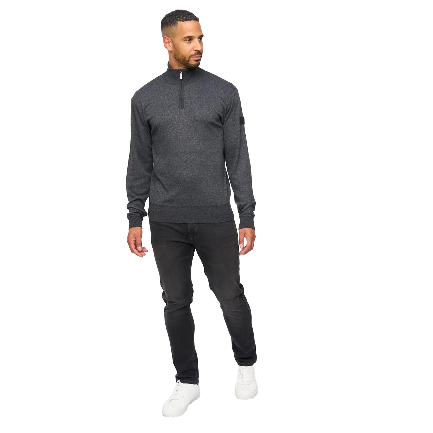 Black Marl - Lifestyle - Bewley & Ritch Mens Delloway Funnel Neck Jumper