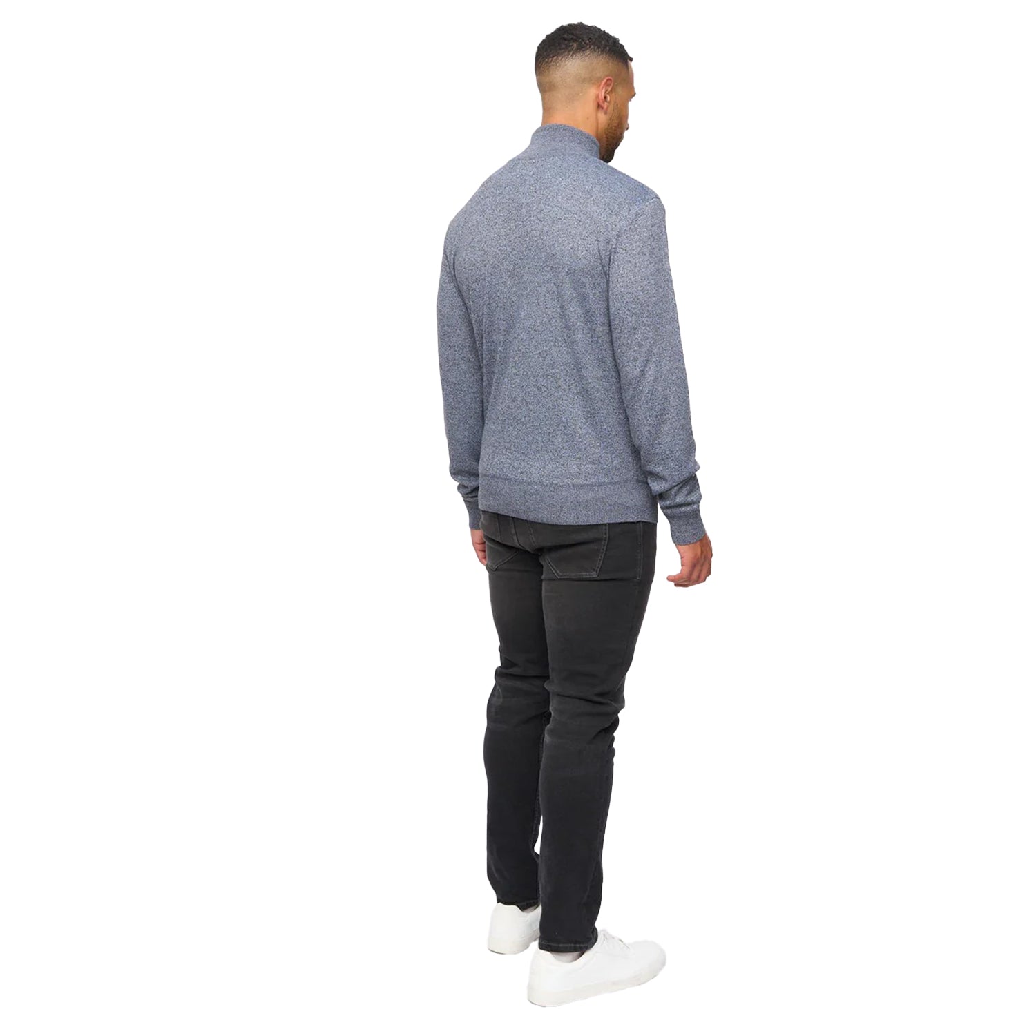 Charcoal Marl - Back - Bewley & Ritch Mens Delloway Funnel Neck Jumper