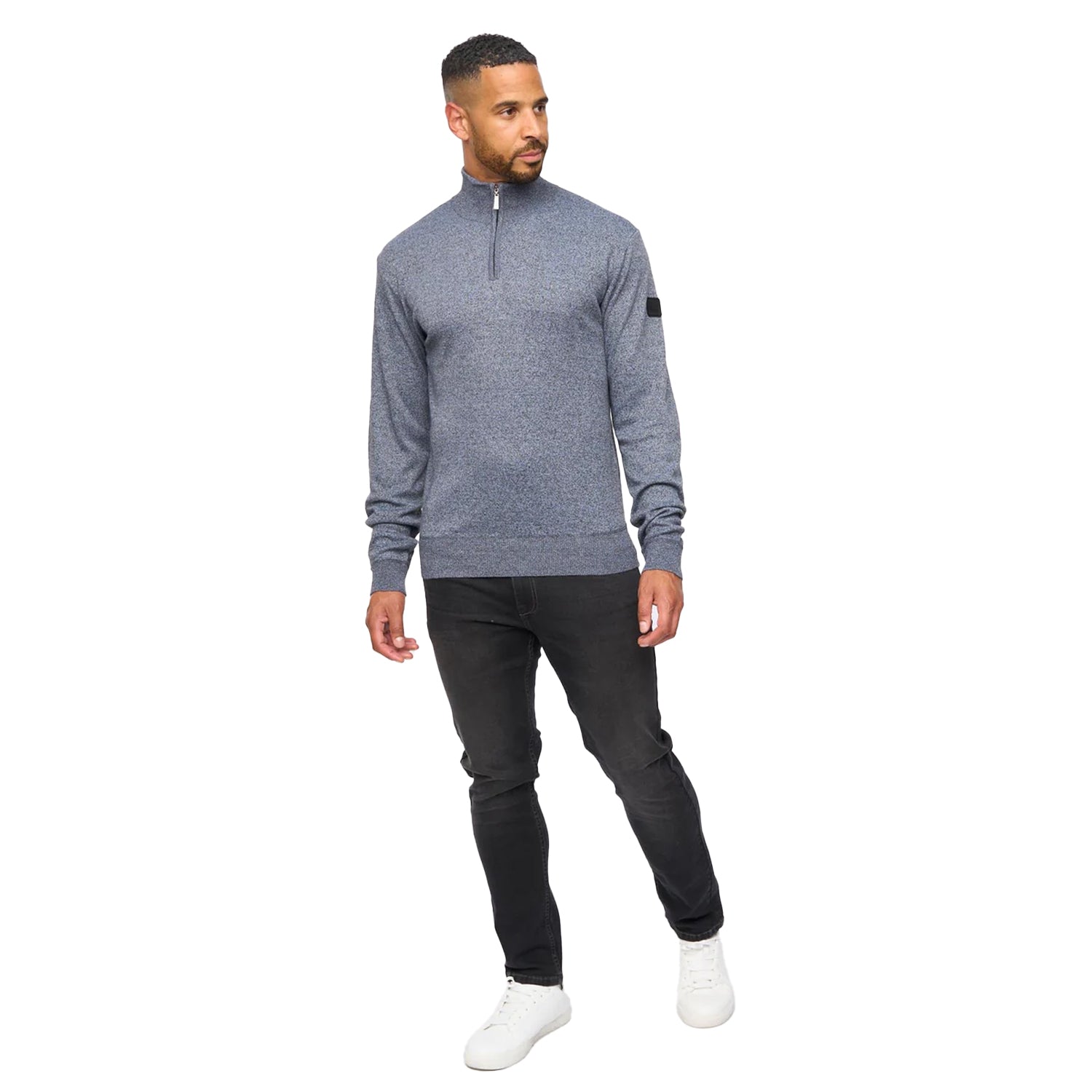 Charcoal Marl - Lifestyle - Bewley & Ritch Mens Delloway Funnel Neck Jumper