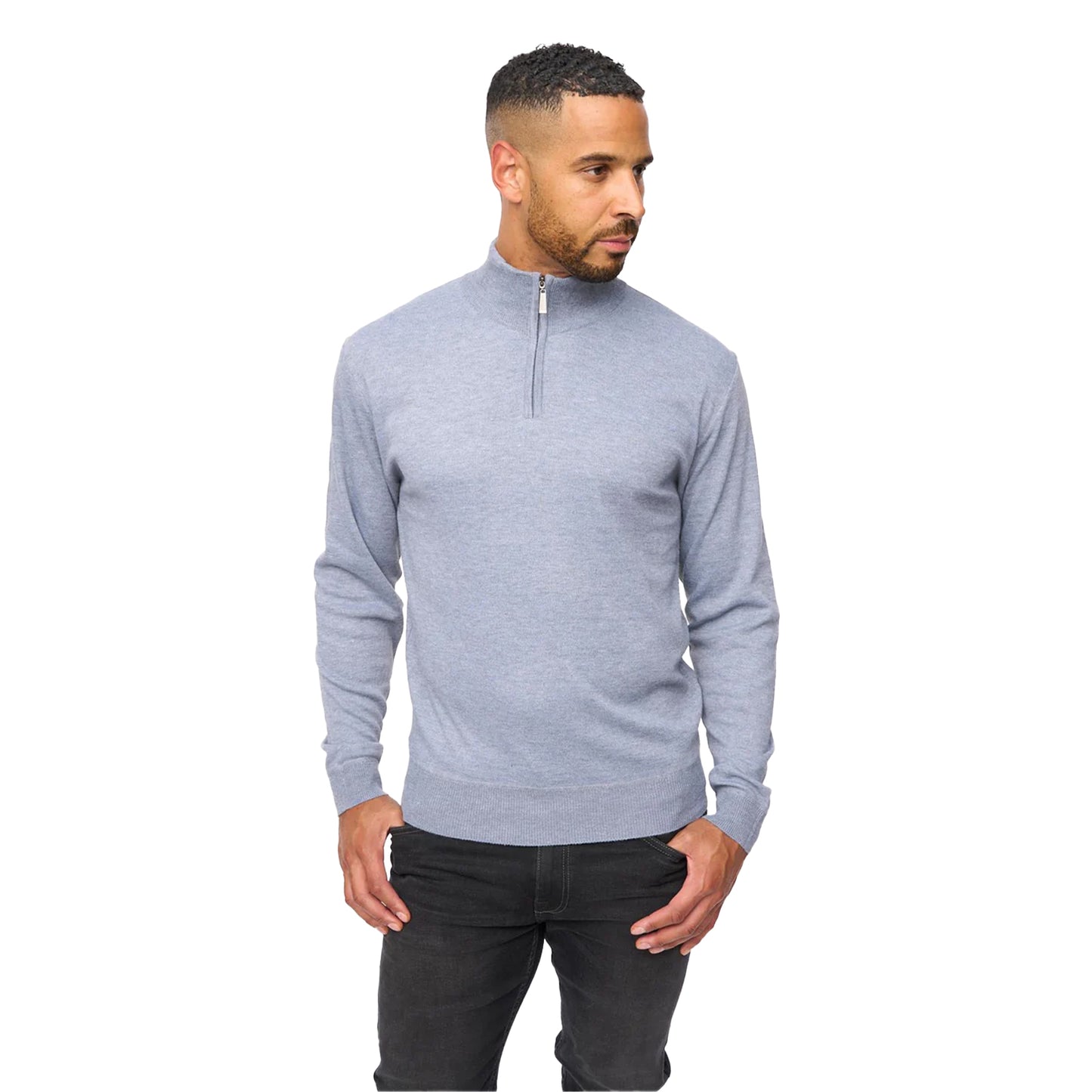 Grey Marl - Front - Bewley & Ritch Mens Delloway Funnel Neck Jumper