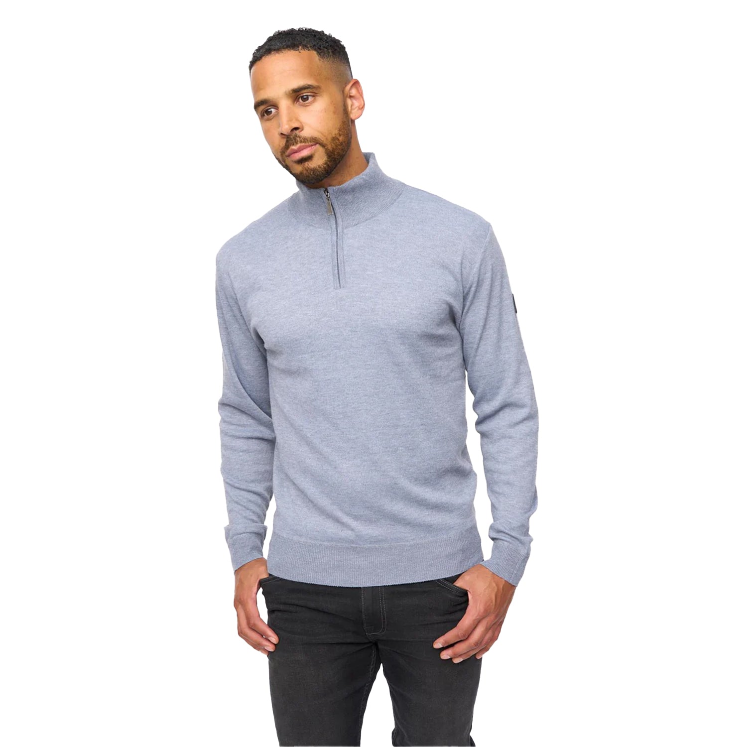 Grey Marl - Back - Bewley & Ritch Mens Delloway Funnel Neck Jumper