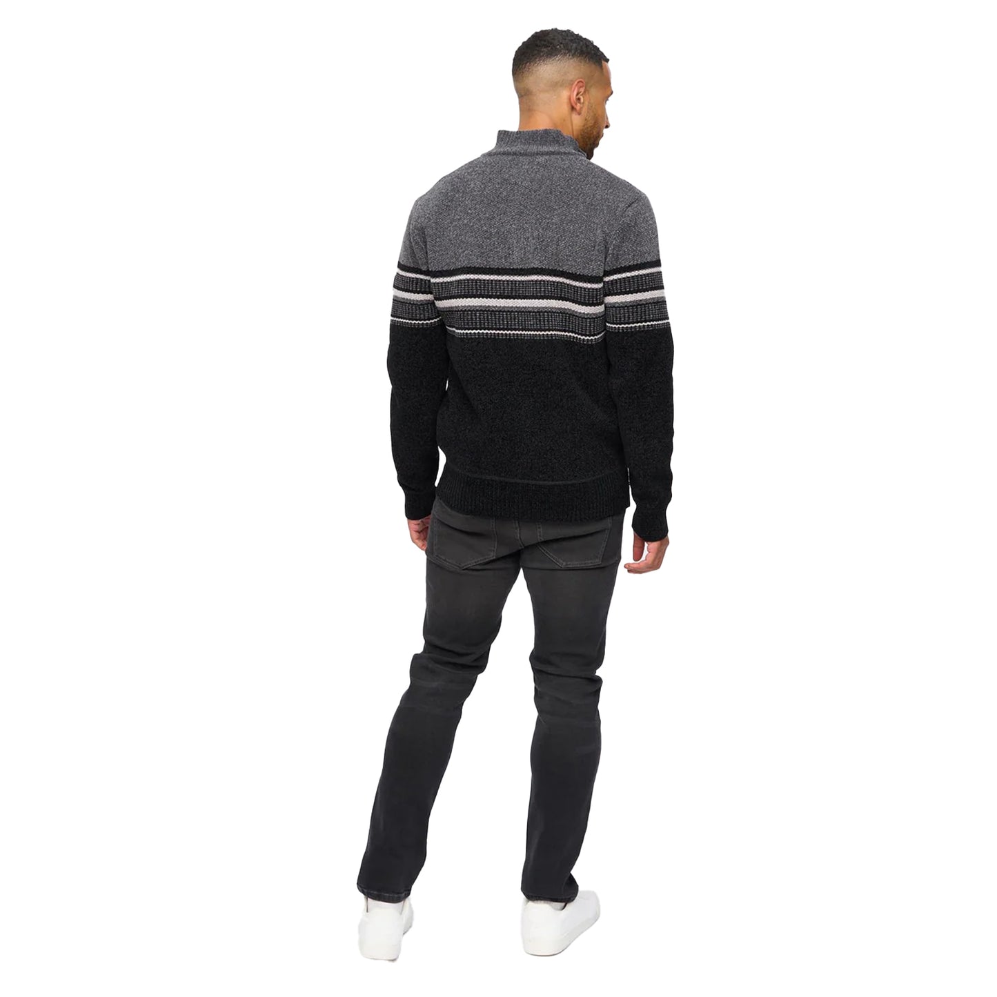 Black - Back - Bewley & Ritch Mens Feldstan Quarter Zip Jumper