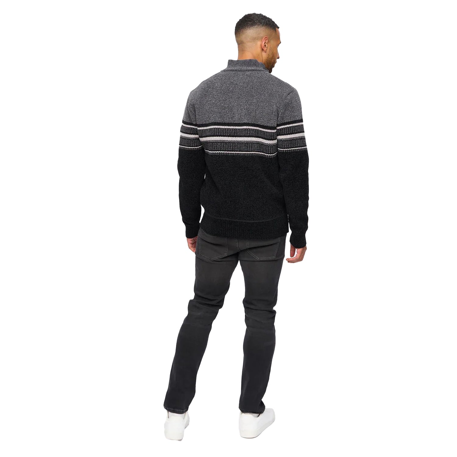 Black - Back - Bewley & Ritch Mens Feldstan Quarter Zip Jumper