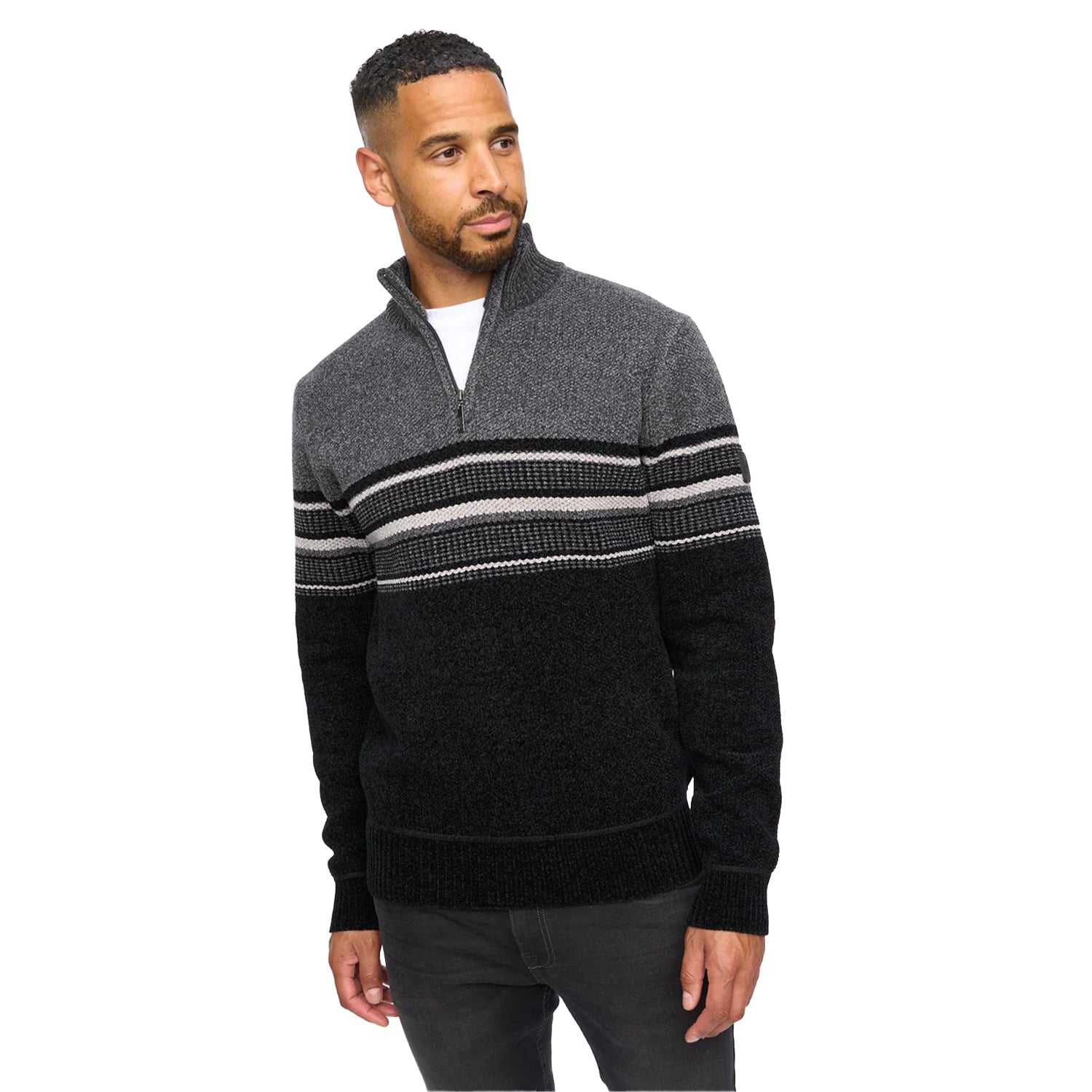Black - Front - Bewley & Ritch Mens Feldstan Quarter Zip Jumper