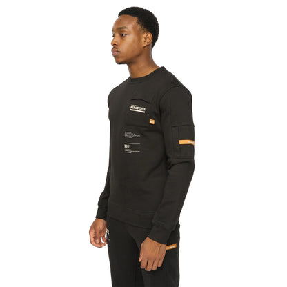 Black - Side - Duck and Cover Mens Applewood Sweatshirt