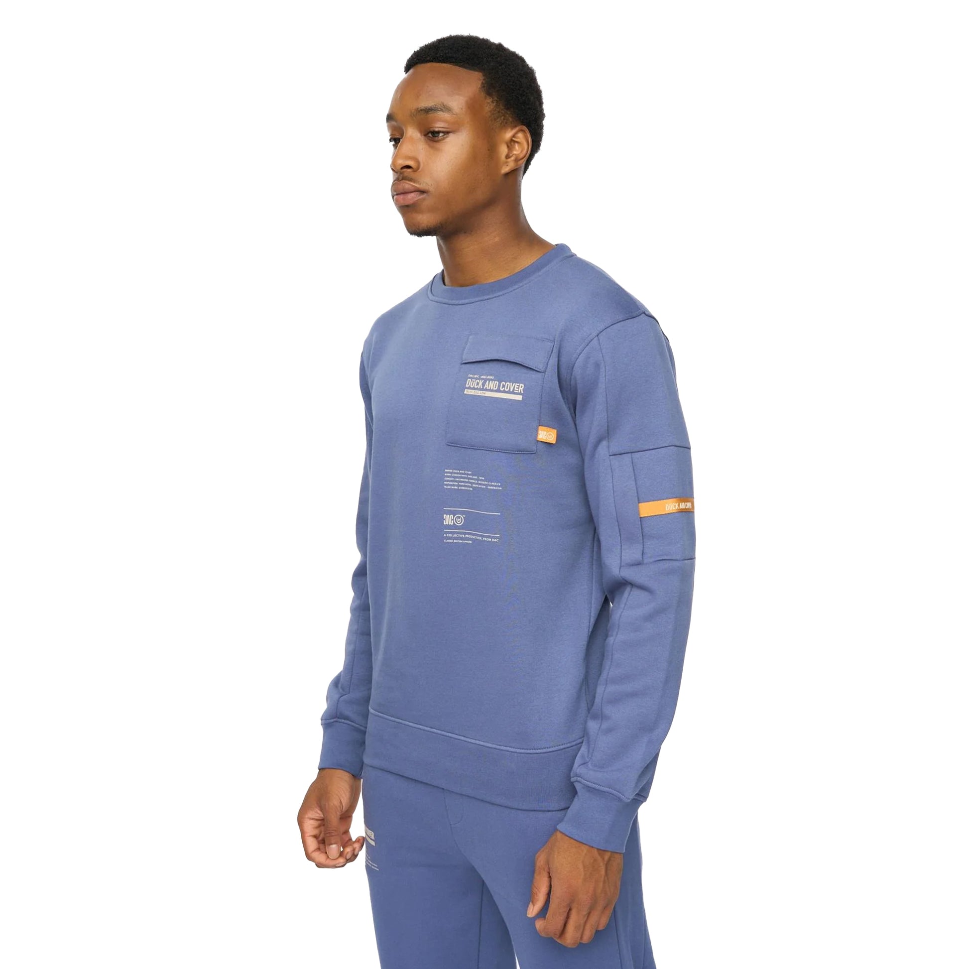 Denim Blue - Side - Duck and Cover Mens Applewood Sweatshirt