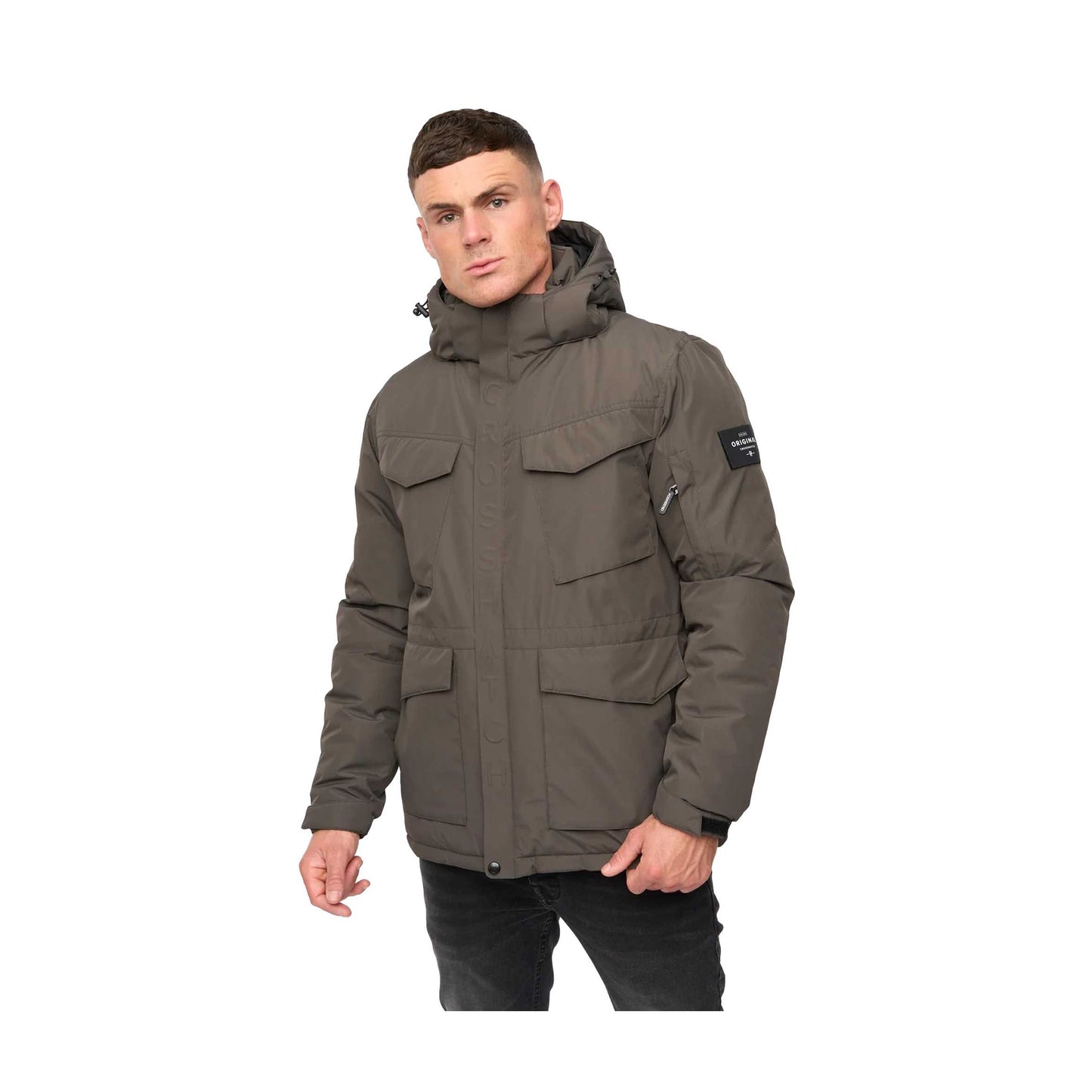 Olive - Front - Crosshatch Mens Plentons Jacket