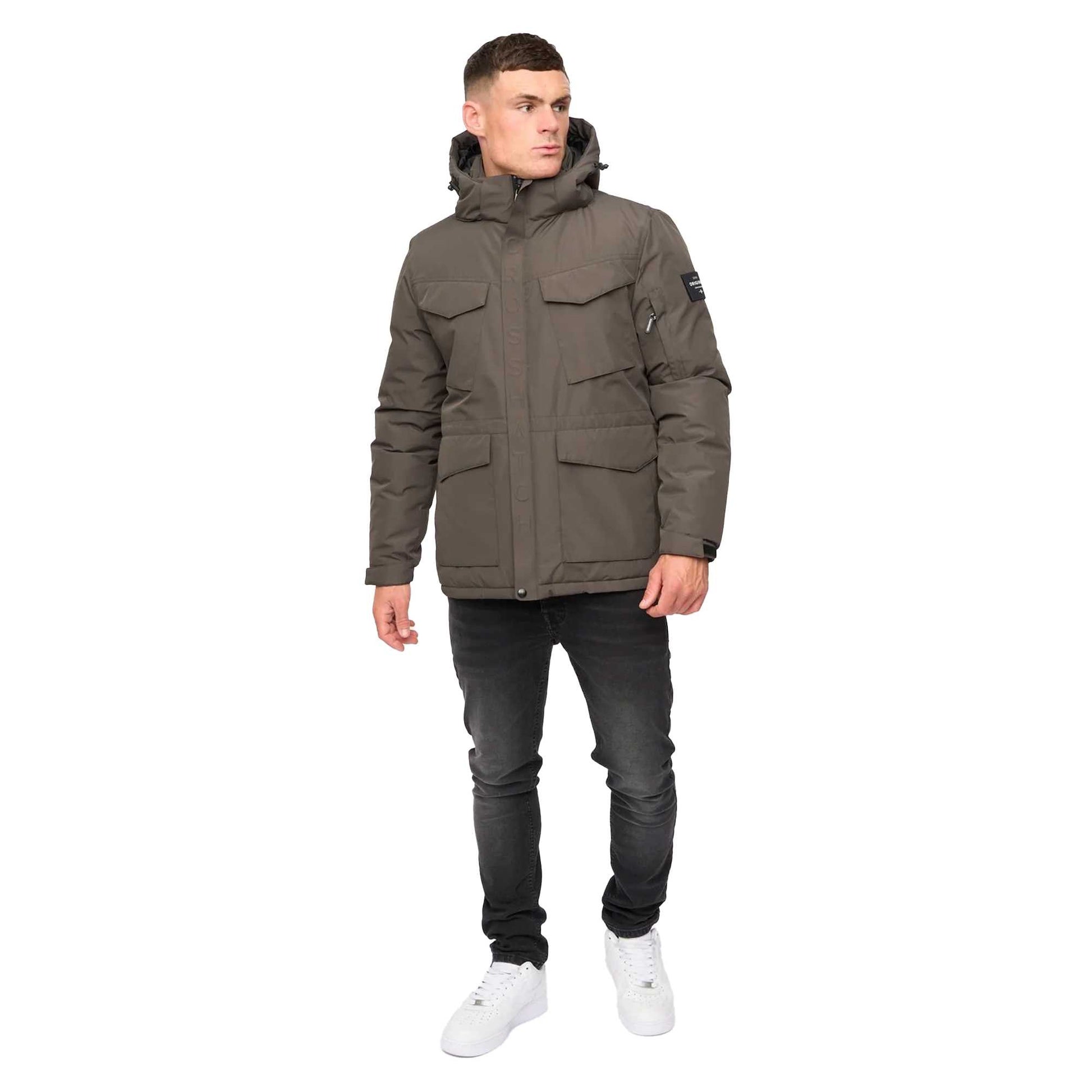 Olive - Side - Crosshatch Mens Plentons Jacket
