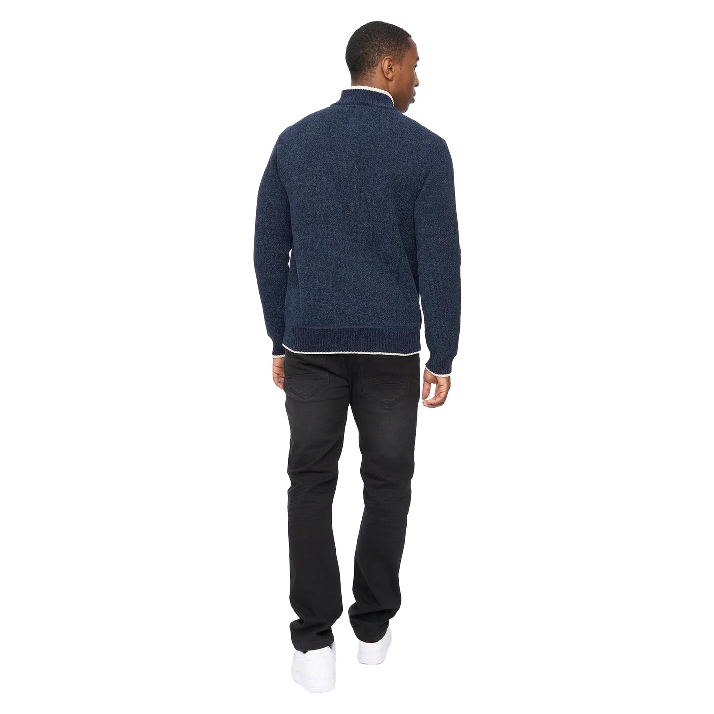 Navy - Lifestyle - Crosshatch Mens Coldwell Chenille Quarter Zip Jumper