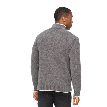 Grey Marl - Back - Crosshatch Mens Coldwell Chenille Quarter Zip Jumper