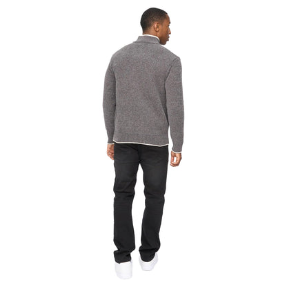 Grey Marl - Lifestyle - Crosshatch Mens Coldwell Chenille Quarter Zip Jumper