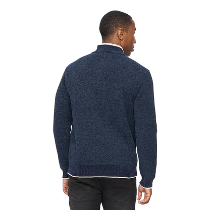 Navy - Back - Crosshatch Mens Coldwell Chenille Quarter Zip Jumper