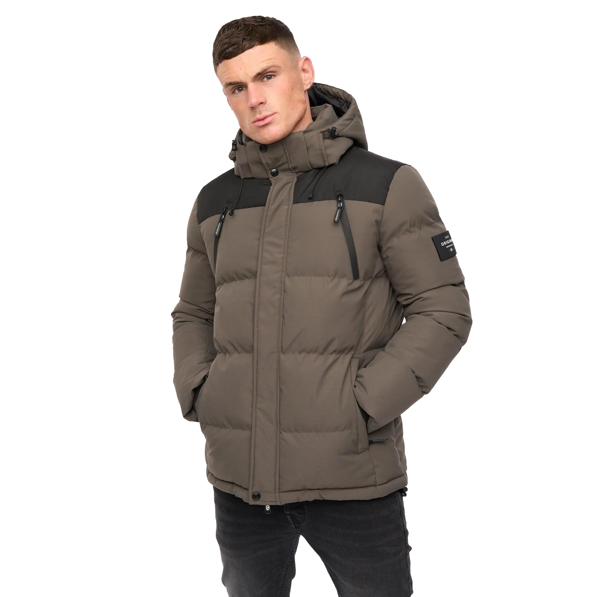 Olive - Side - Crosshatch Mens Menray Jacket