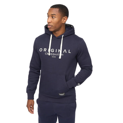 Navy - Side - Crosshatch Mens Jamals Hoodie And Joggers Set