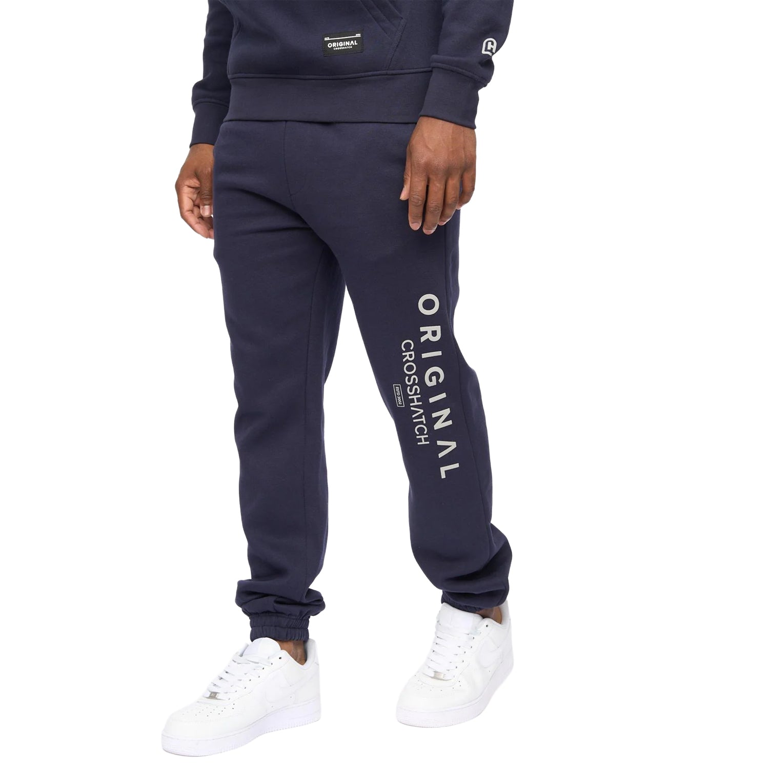 Navy - Lifestyle - Crosshatch Mens Jamals Hoodie And Joggers Set