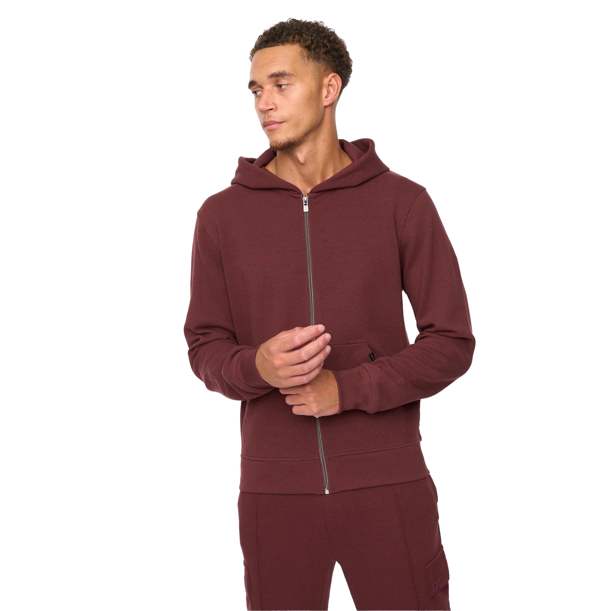 Wine - Side - Duck and Cover Mens Optimus Full Zip Hoodie