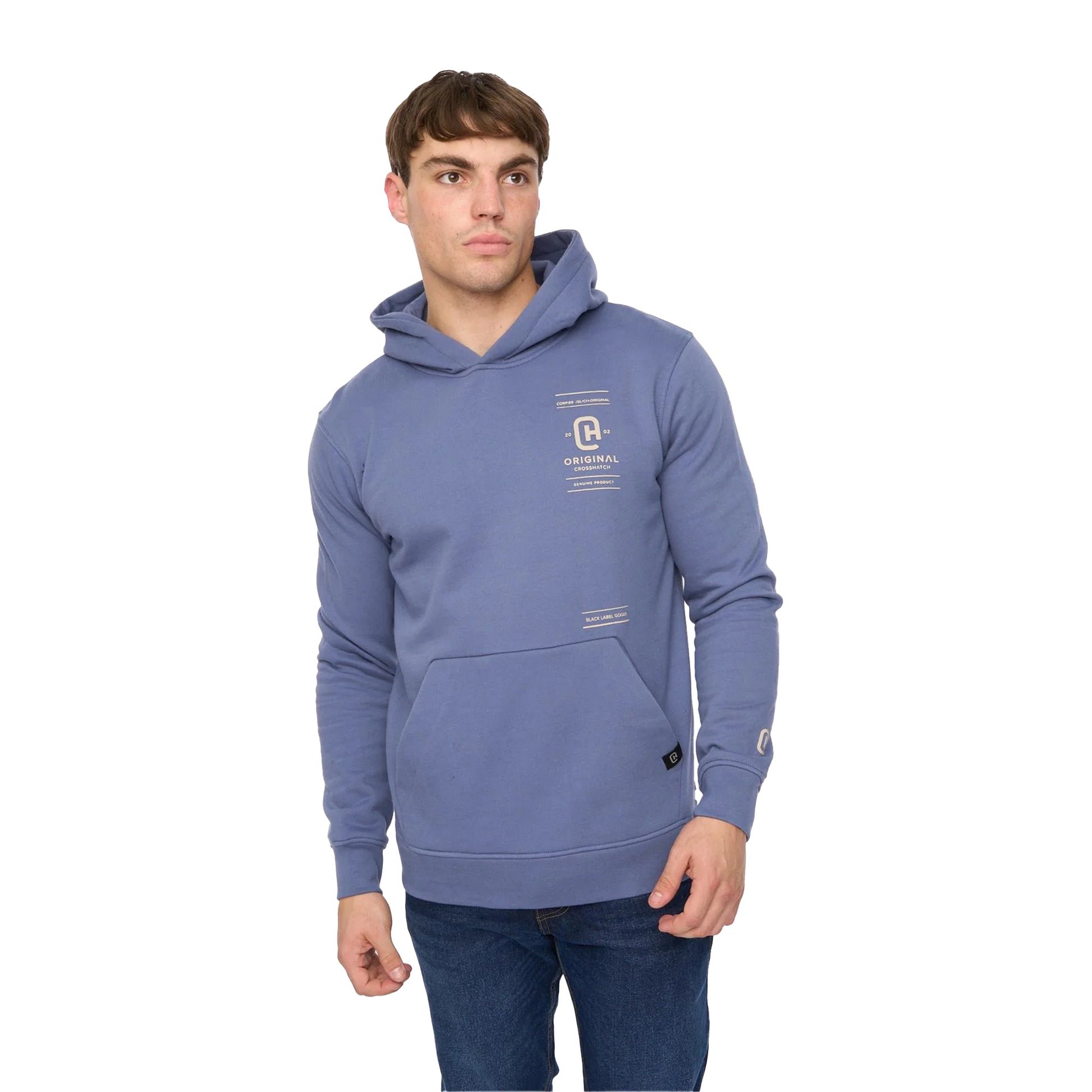 Denim Blue - Side - Crosshatch Mens Jamolat Hoodie