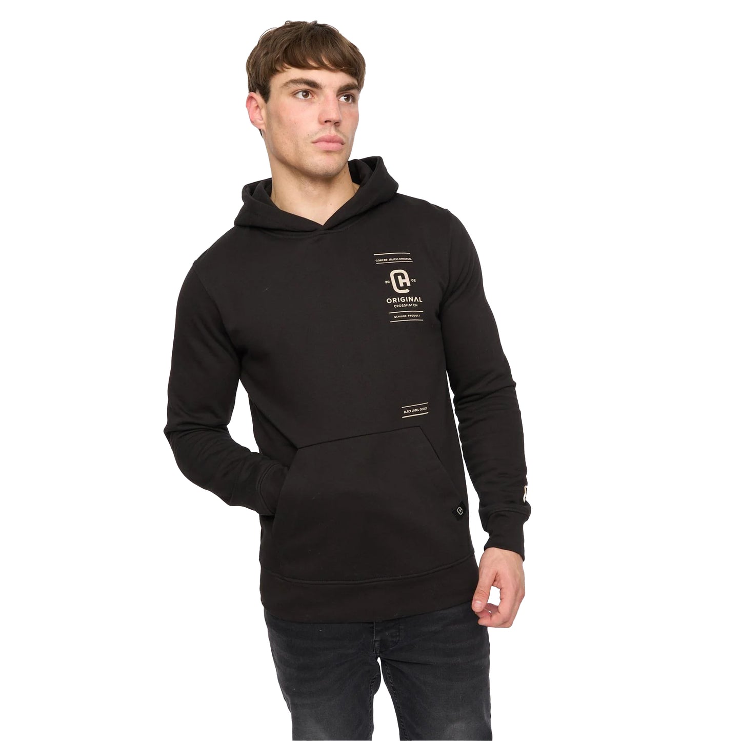 Black - Front - Crosshatch Mens Jamolat Hoodie