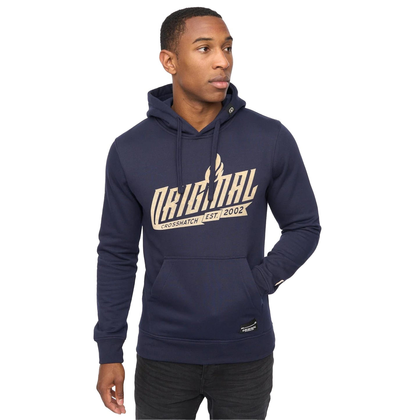 Navy - Side - Crosshatch Mens Jampstead Hoodie