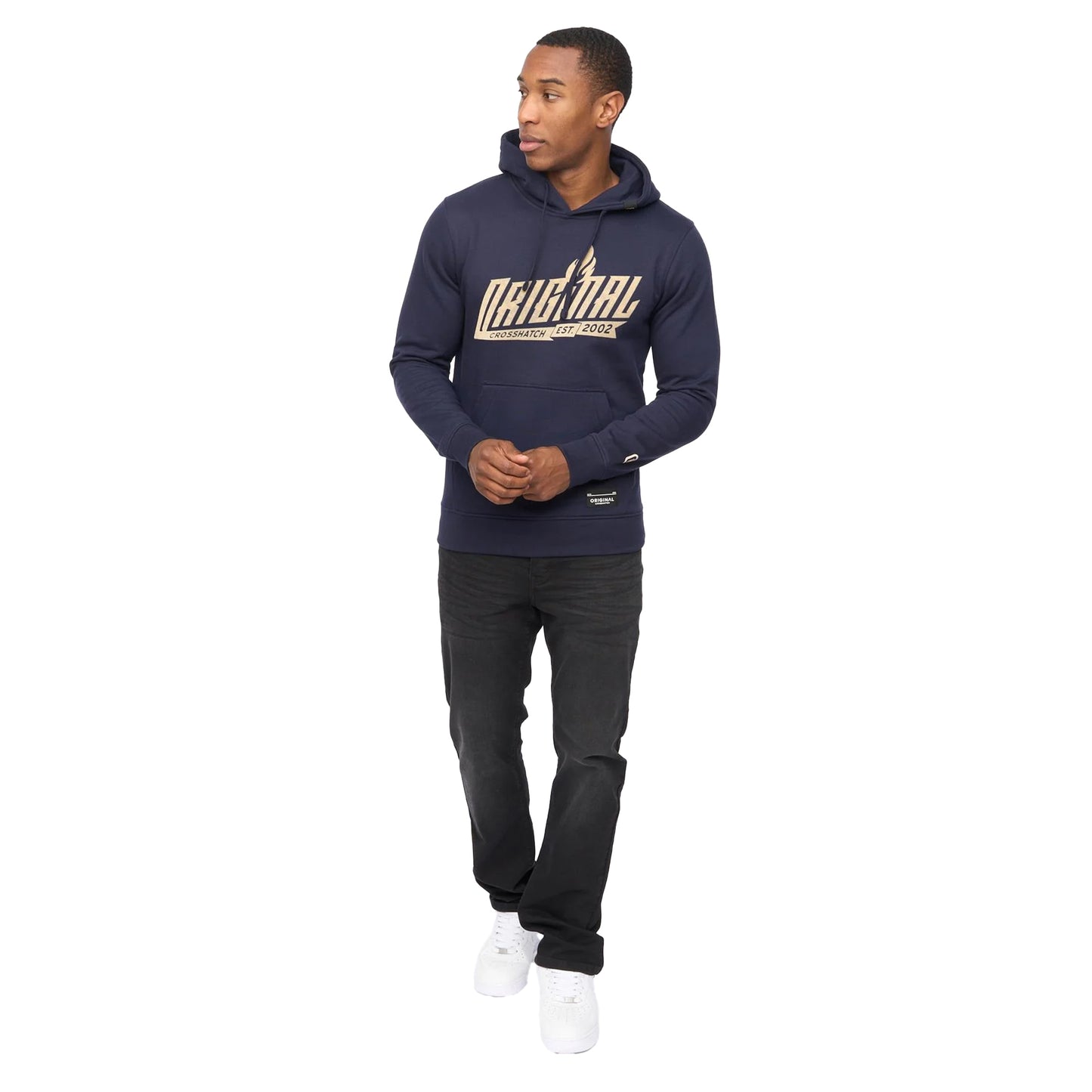 Navy - Lifestyle - Crosshatch Mens Jampstead Hoodie