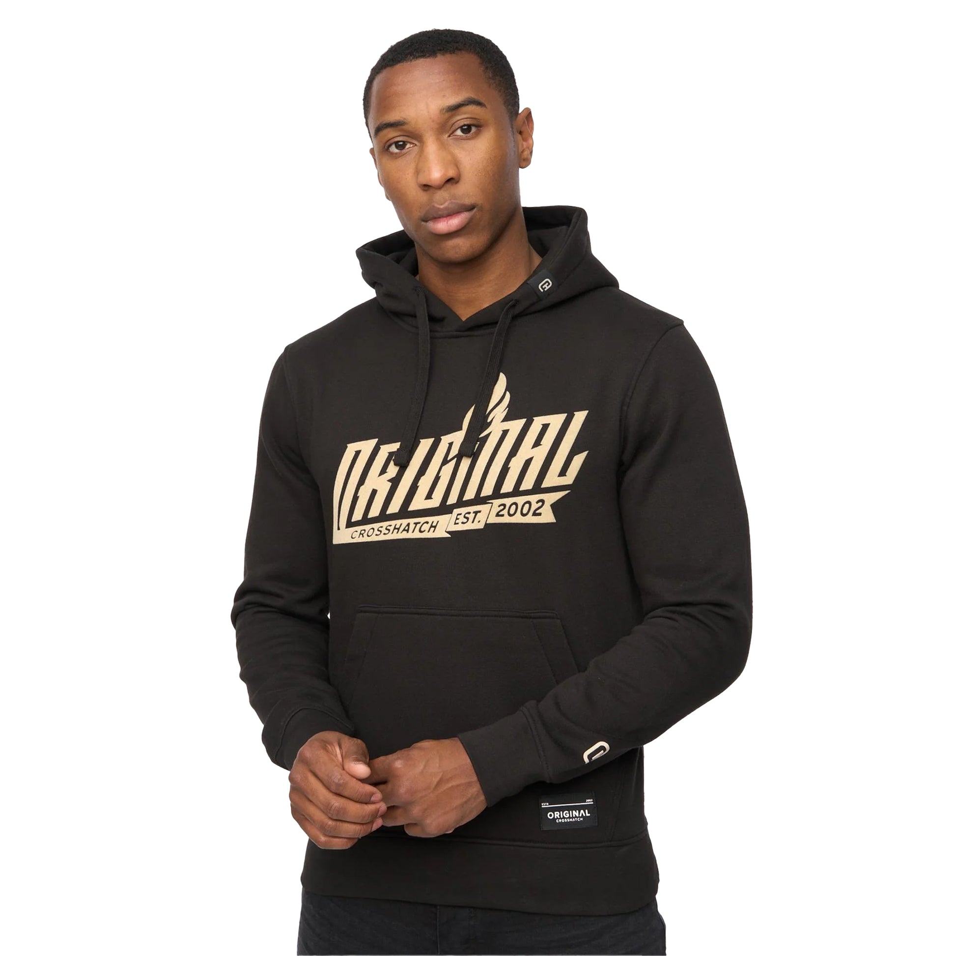 Black - Front - Crosshatch Mens Jampstead Hoodie